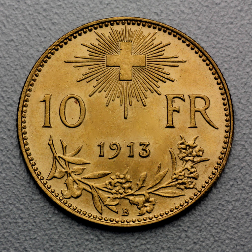 Goldmünze 10 SFR "Vreneli" (Schweiz) - Detailansicht 1