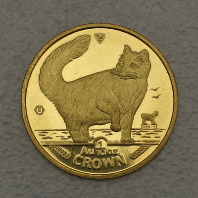 Goldmünze 1/10oz "Norwegian Forest Cat" 1991 Cats (Isle of Man) - Miniaturansicht 1