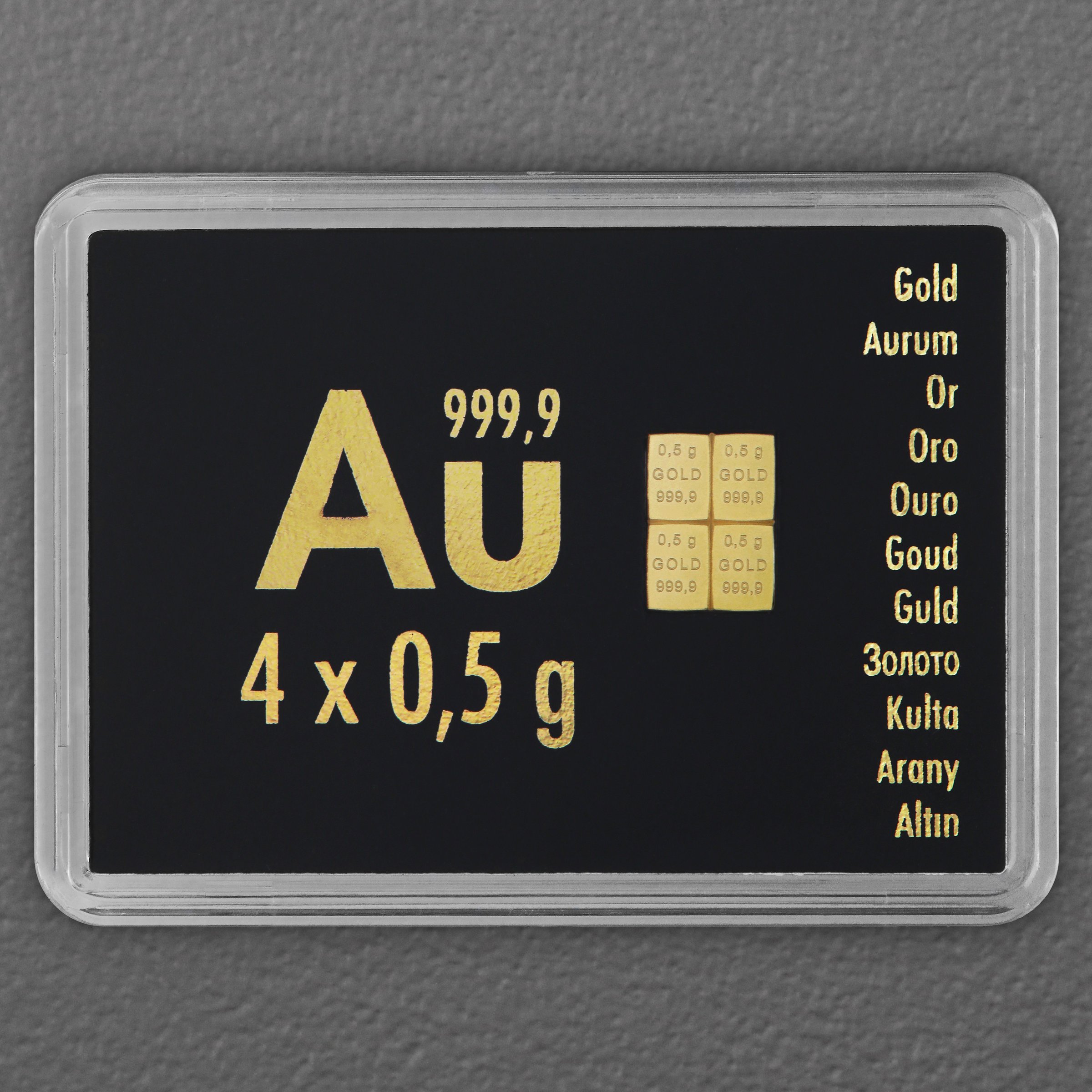 Goldtafel 4 x 0,5g "Au International" (Motivbox) - Hauptansicht