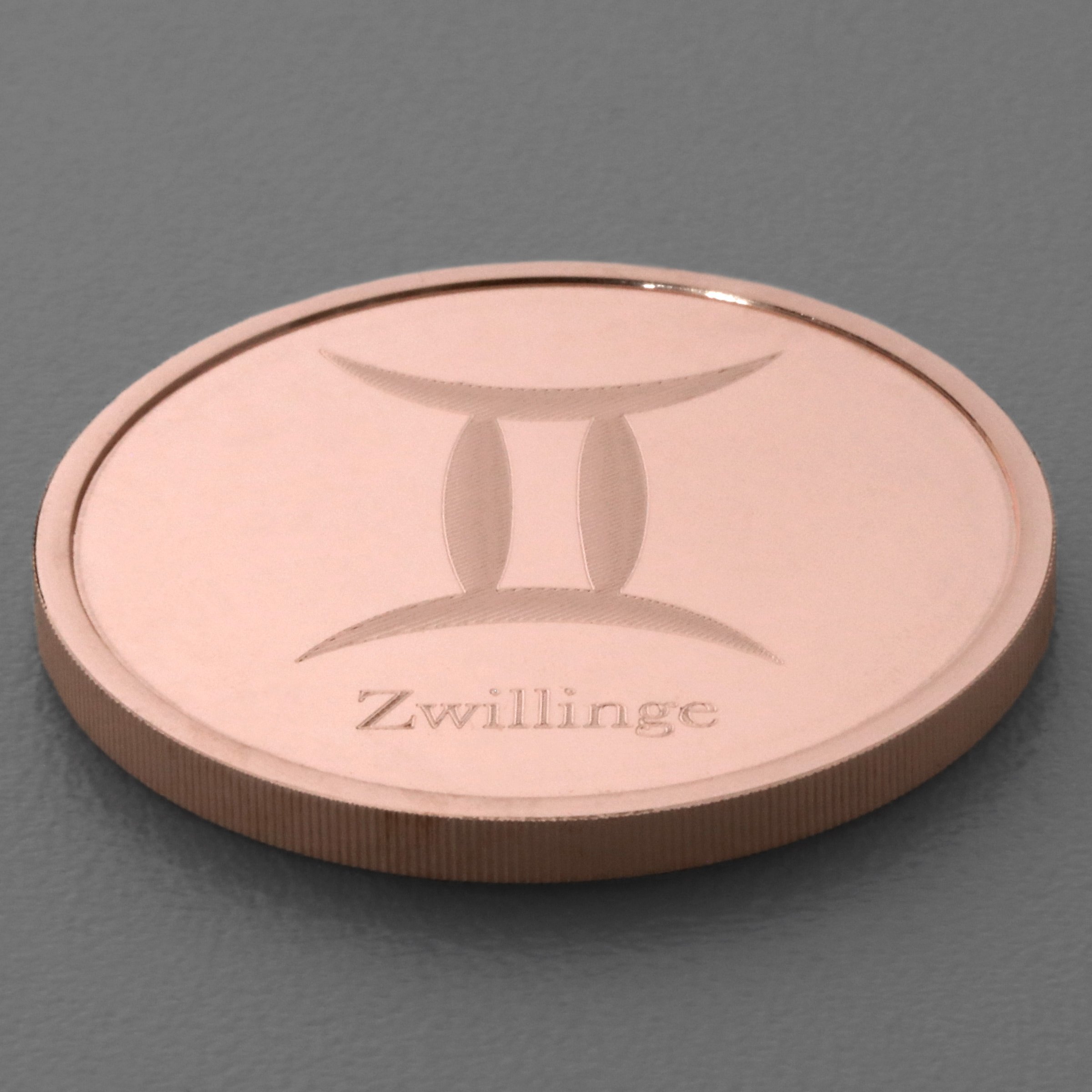 Kupfermedaille "Sternzeichen Zwillinge" Gravurmedaille - Detailansicht 2