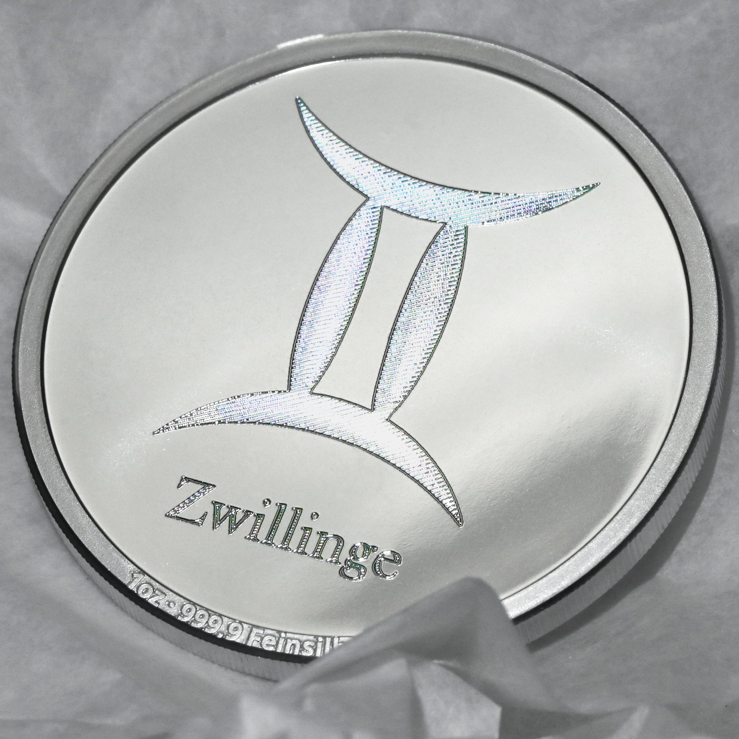 Silbermedaille 1oz "Sternzeichen Zwillinge" Gravurmedaille - Detailansicht 5