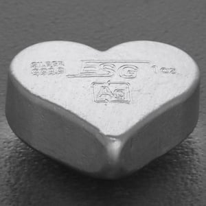 Silberbarren 1oz ESG "Herz" 3D-Barren gegossen glänzend gravierbar - Miniaturansicht 4