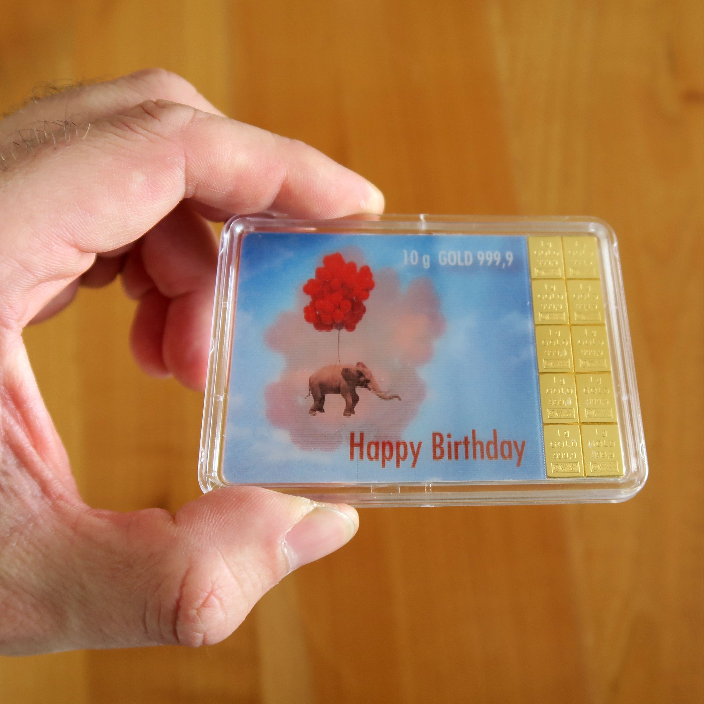 Goldbarren 10g "Elefant/Happy Birthday" (Flip) - Detailansicht 2