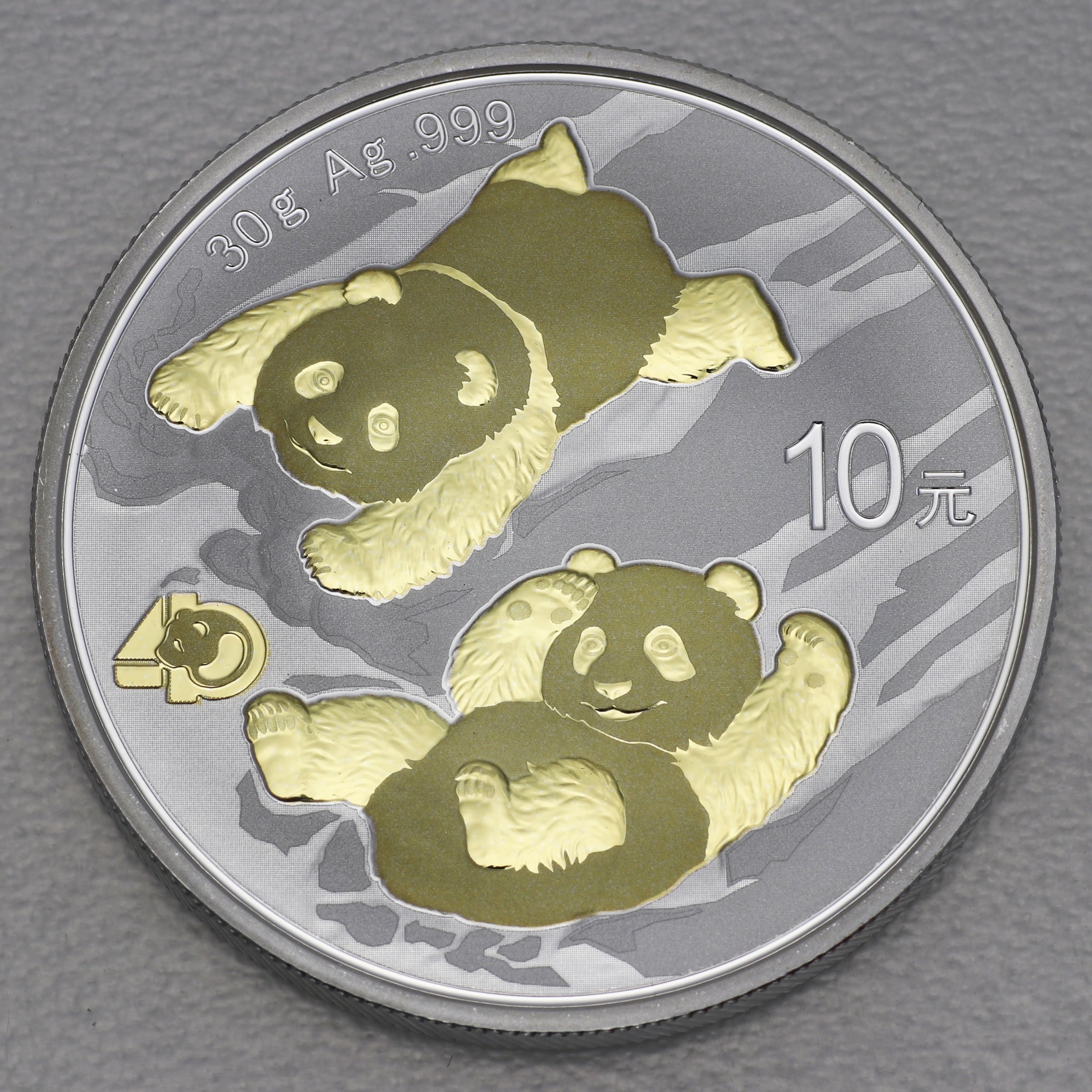 Silbermünze 30g "Panda" 2022 (vergoldet) (China) - Hauptansicht