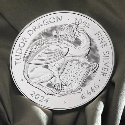 Silbermünze 10oz "Tudor Dragon" 2024 Royal Tudor Beasts (Großbritannien) - Miniaturansicht 5
