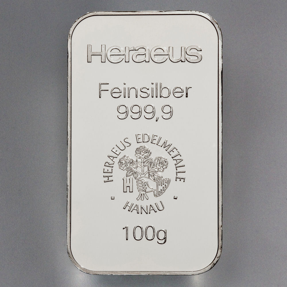 Silberbarren 100g HERAEUS, geprägt - Detailansicht 2