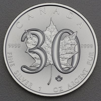 Silbermünze 1oz "Maple Leaf" 2018 30 Jubiläum (Kanada) - Miniaturansicht 1