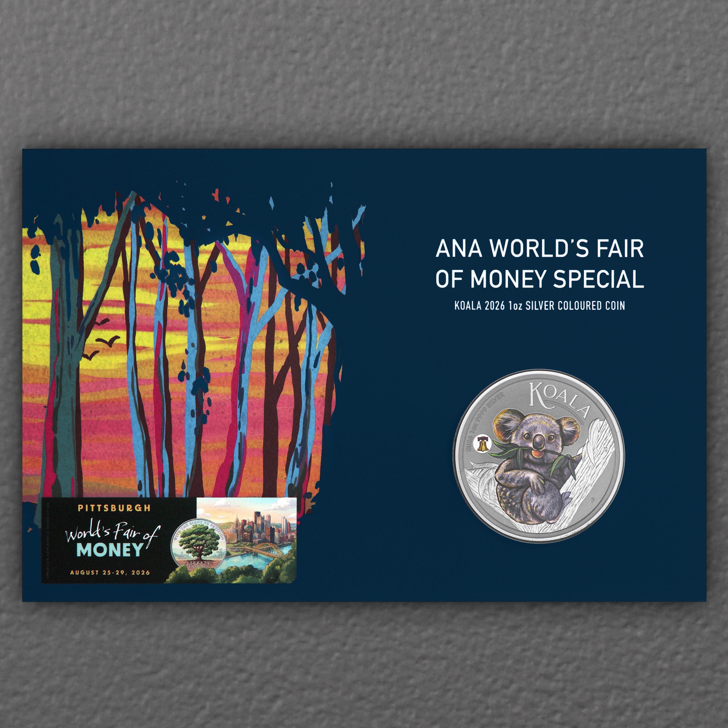 Silbermünze 1oz "Koala" 2026 (koloriert) ANA World s Fair of Money Special (Australien) - Detailansicht 2