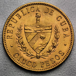 Goldmünze 5 Pesos "José Marti" 1915-1916 mit Schild (Kuba) - Miniaturansicht 2