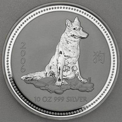 Silbermünze 10oz "Hund" 2006 Lunar I – Year of the Dog (Australien) - Miniaturansicht 1