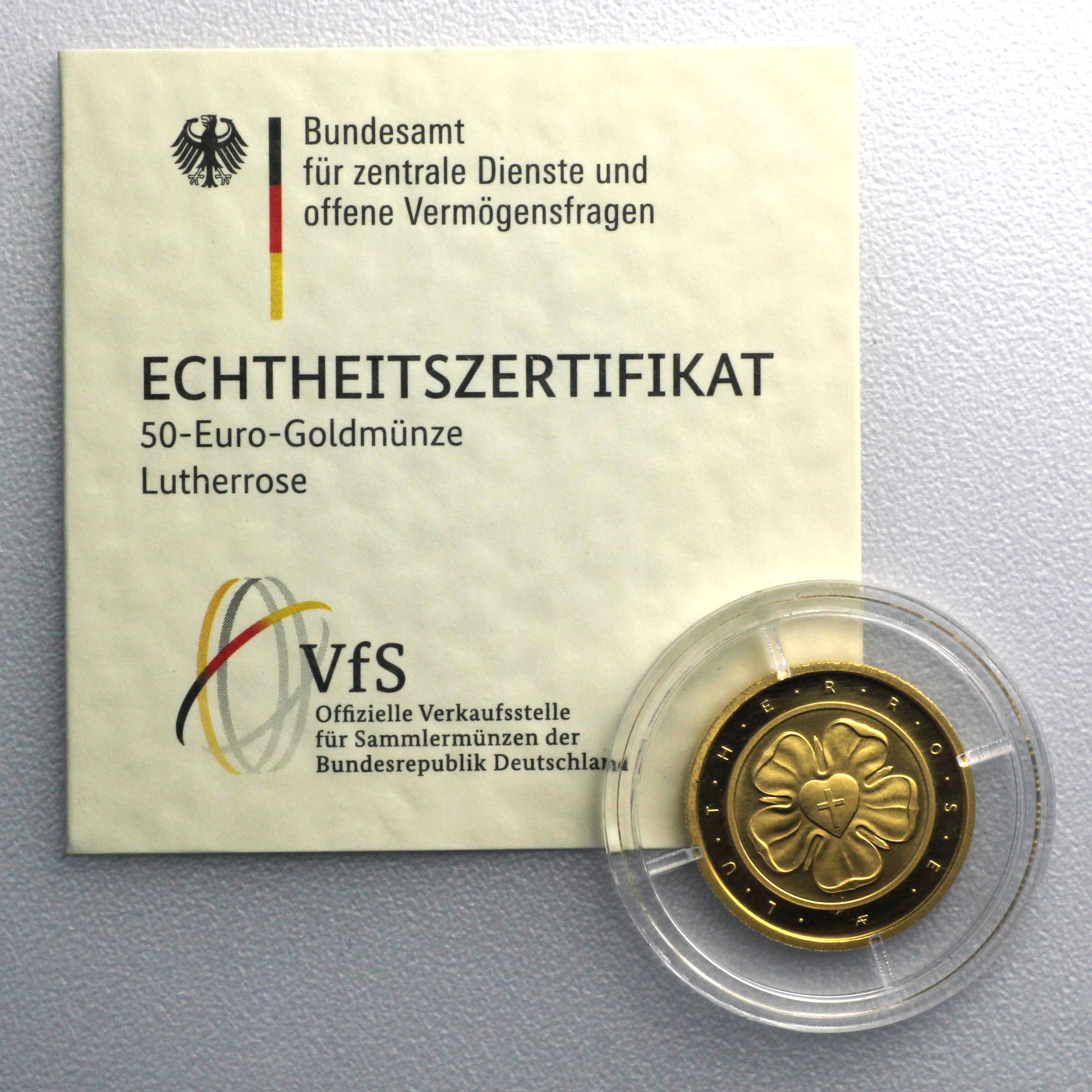 Goldmünze 50 Euro "Lutherrose" 2017 Reformation (Deutschland) - Detailansicht 4