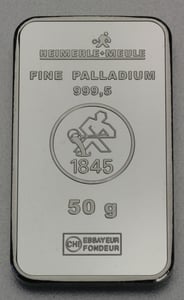 Palladiumbarren 50g  Heimerle+Meule - Miniaturansicht 2