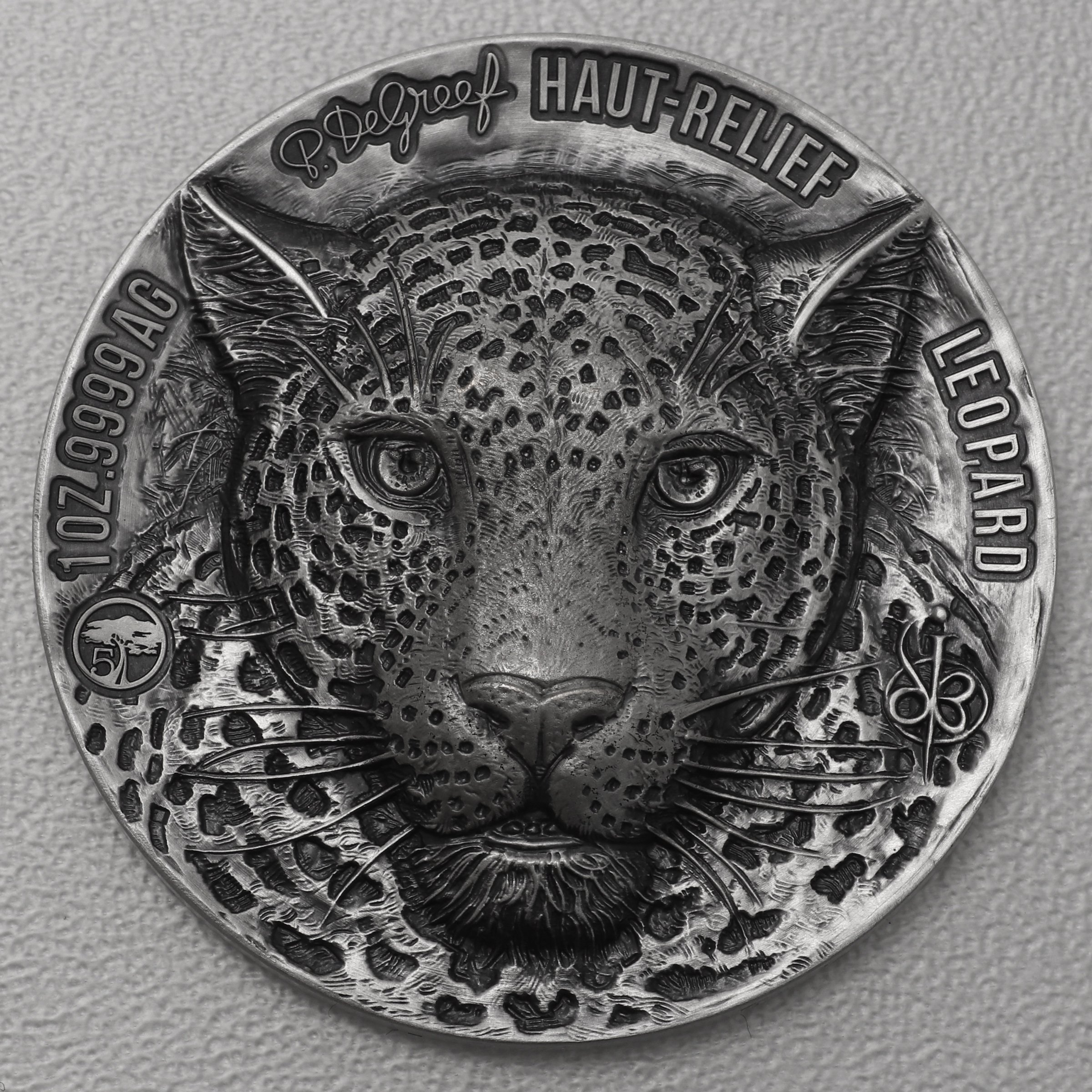 Silbermünze 1oz "Leopard" 2023 Antik Finish HR Big Five (Elfenbeinküste) - Hauptansicht