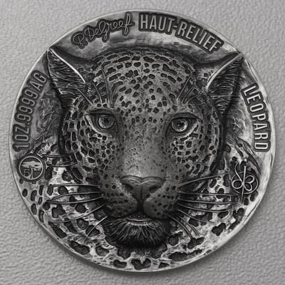 Silbermünze 1oz "Leopard" 2023 Antik Finish HR Big Five (Elfenbeinküste) - Miniaturansicht 1