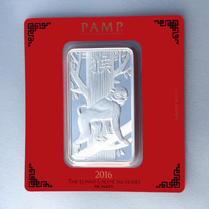 Silberbarren 100g "Affe 2016" Lunar PAMP - Miniaturansicht 1