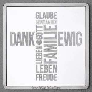 Silberbarren 1oz "Wortkreuz" Gravurbarren quadratisch - Hauptansicht
