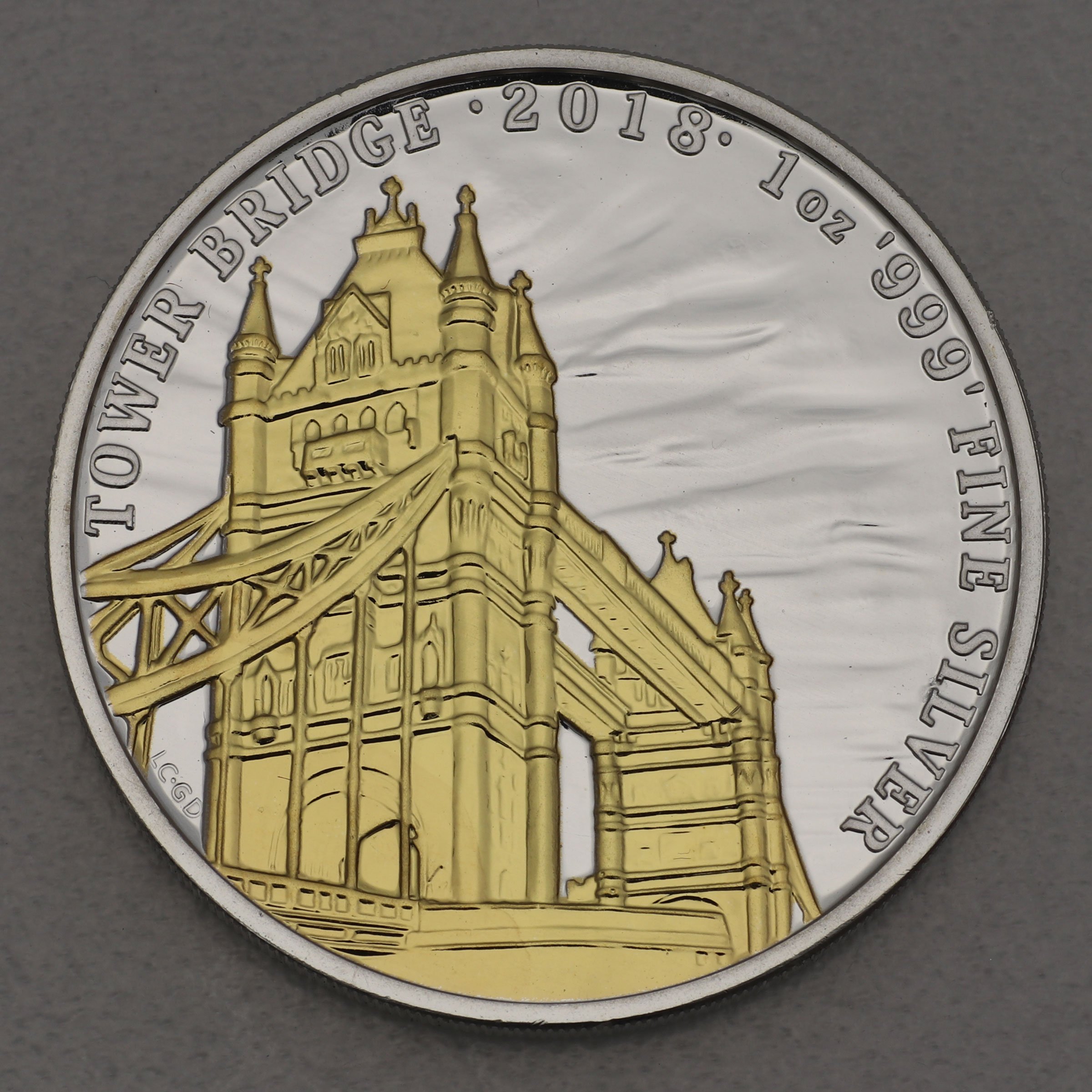 Silbermünze 1oz "Tower Bridge" 2018 (vergoldet) Landmarks of Britain (Großbritannien) - Hauptansicht