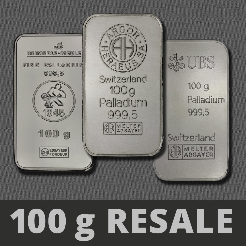 Palladiumbarren 100g "Resale" - Hauptansicht