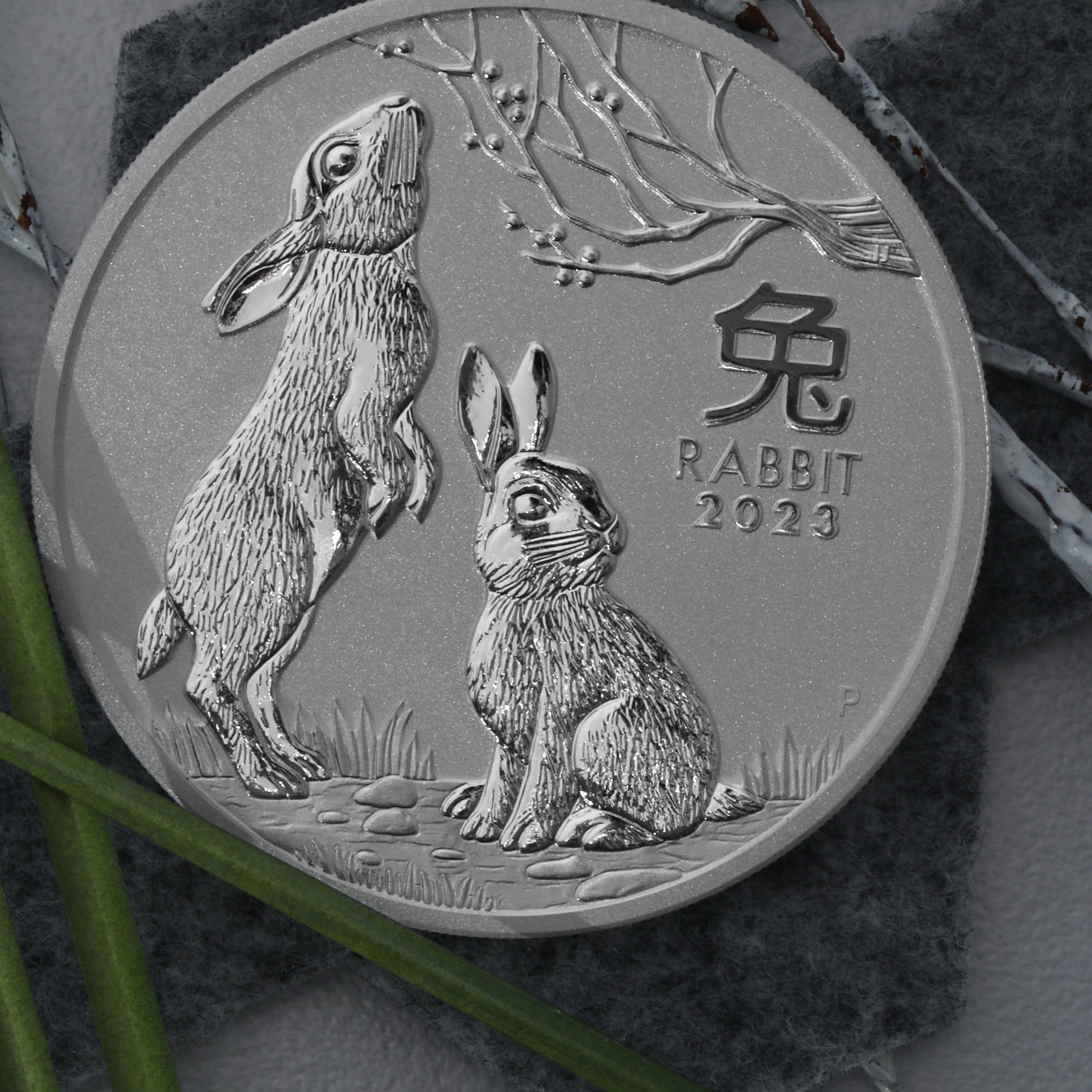 Silbermünze 2oz "Hase" 2023 Lunar III – Year of the Rabbit 19% (Australien) - Detailansicht 4