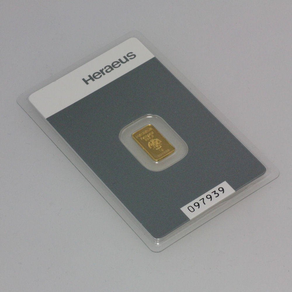 Goldbarren 1g HERAEUS geprägt - Detailansicht 3