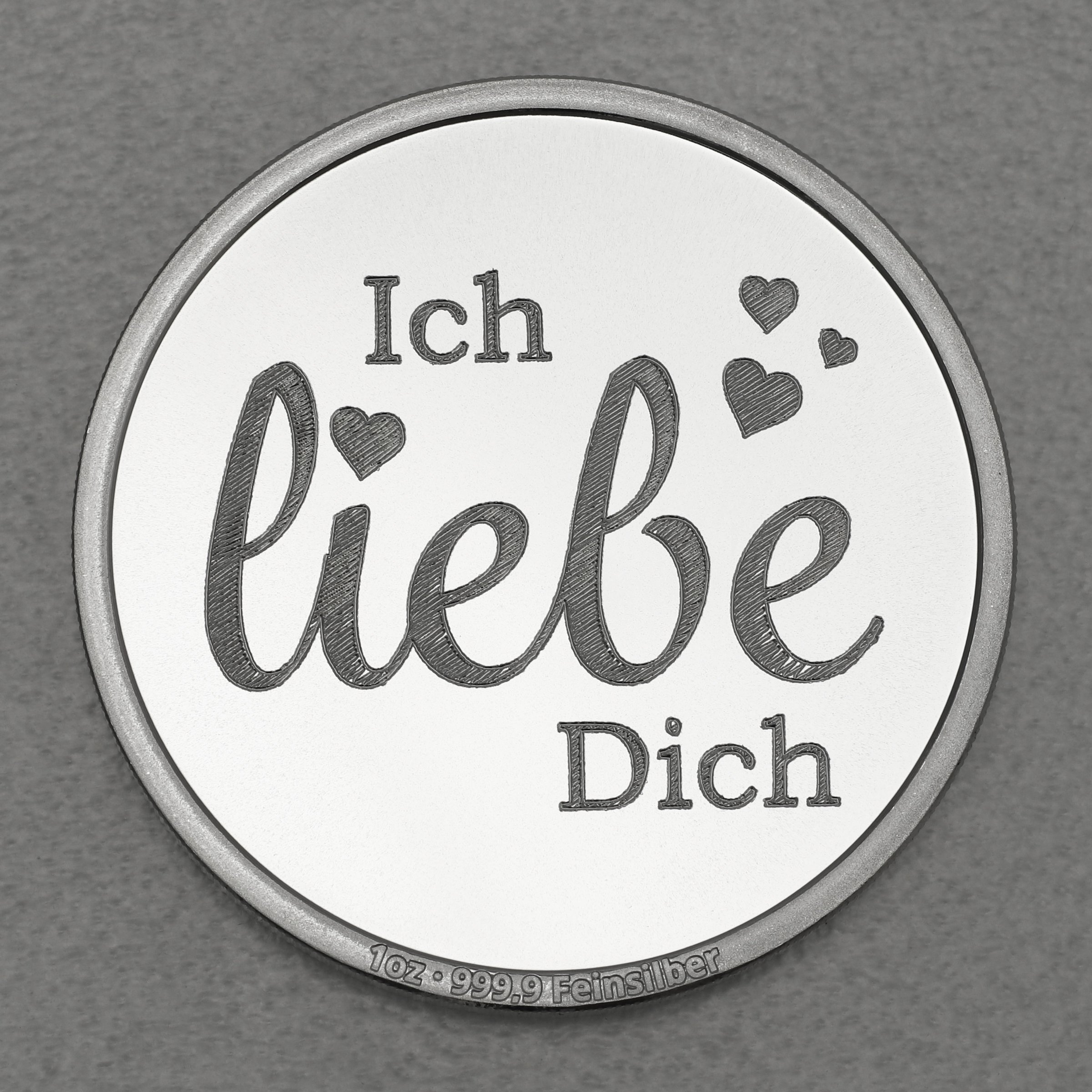 Silbermedaille 1oz "Ich liebe Dich" Gravurmedaille - Hauptansicht