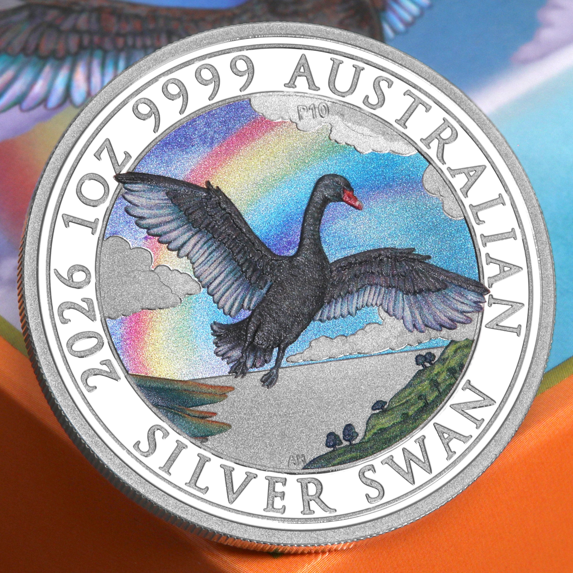 Silbermünze 1oz "Schwan" 2026 (koloriert) Perth Money Expo ANDA Coin Show Special (Australien) - Detailansicht 6