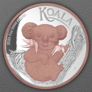 Silbermünze 5oz "Koala" 2026 (PP/HR/rosévergoldet) (Australien) - Hauptansicht