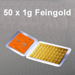 Goldtafel VALCAMBI (50x 1g Au) "CombiBar" - Miniaturansicht 4