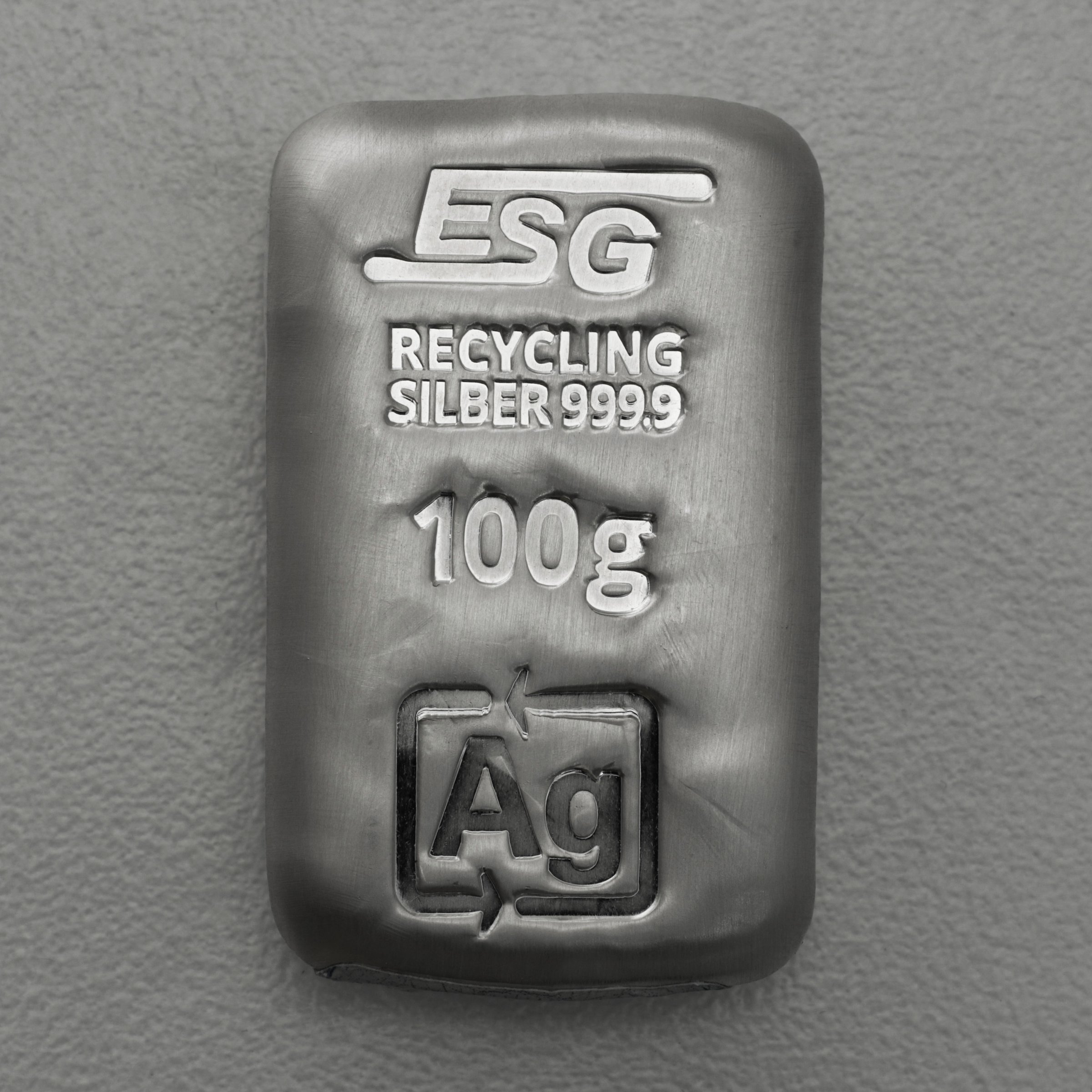 Silberbarren 100g ESG gegossen Recyclingsilber - Hauptansicht