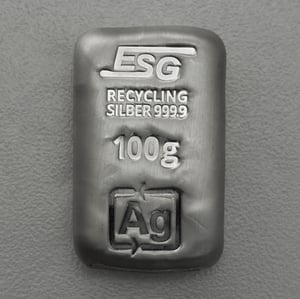 Silberbarren 100g ESG gegossen Recyclingsilber - Hauptansicht