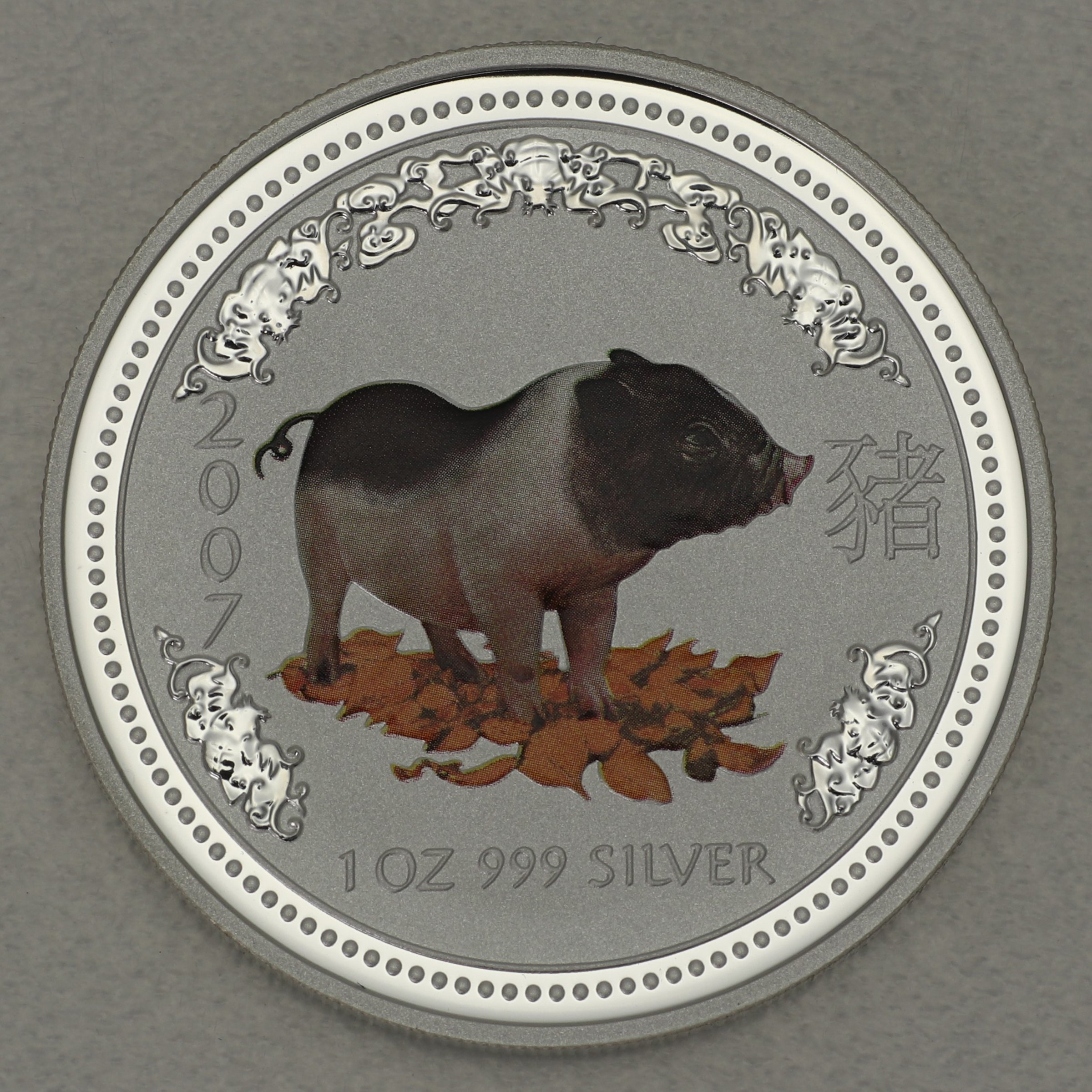 Silbermünze 1oz "Schwein" 2007 (koloriert) Lunar I – Year of the Pig (Australien) - Hauptansicht