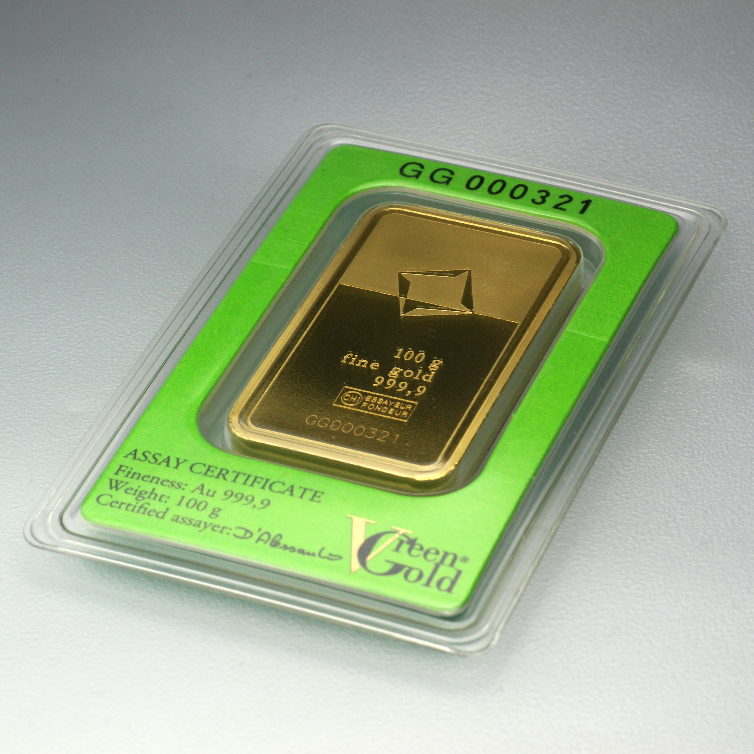 Goldbarren 100g "Green Gold" VALCAMBI (999,9 Au) - Detailansicht 4