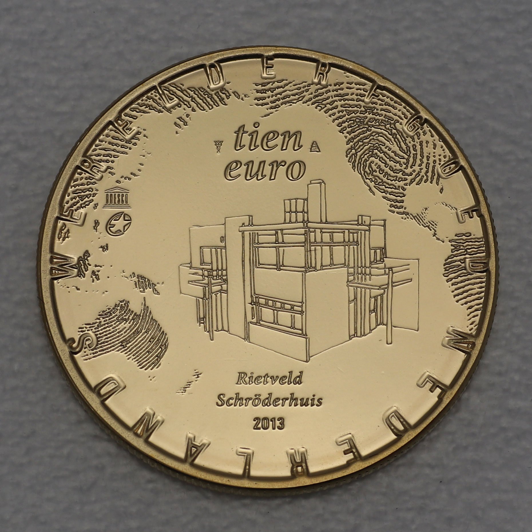 Goldmünze 10 Euro "Rietsveld Schröderhuis" 2013 (Niederlande) - Hauptansicht