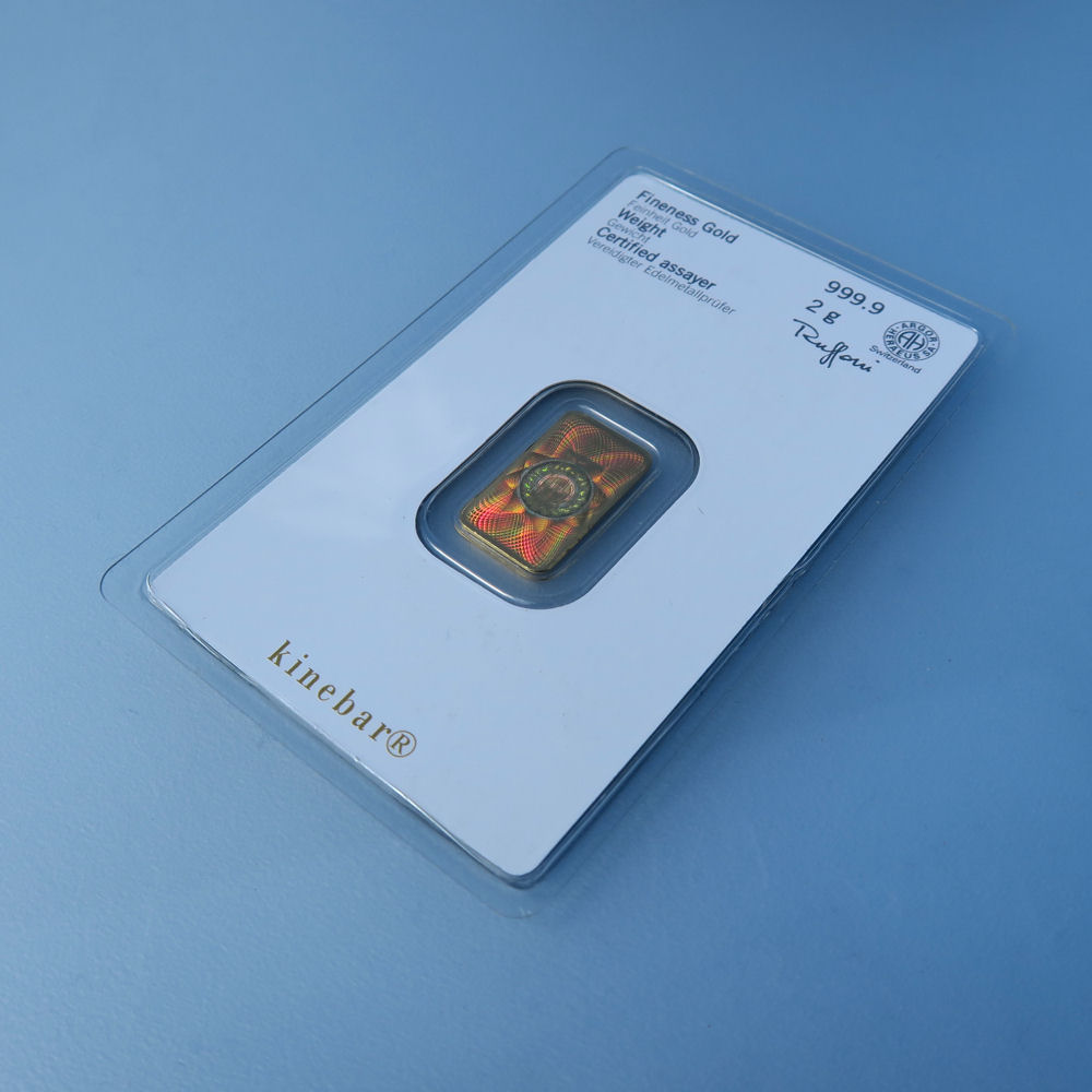 Goldbarren 2g "Kinebar" (Goldperlenmotiv) HERAEUS - Detailansicht 2