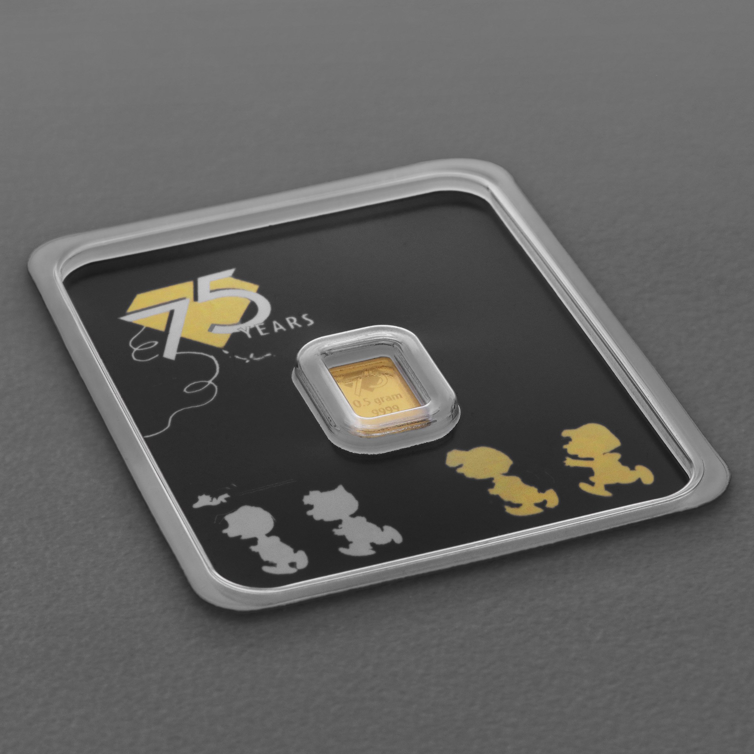 Goldbarren 0,5g "Snoopy" geprägt Blister Peanuts® 75th Anniversary - Detailansicht 3