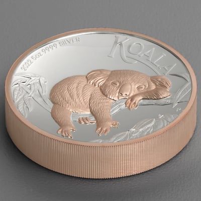 Silbermünze 5oz "Koala" 2022 (PP/HR/vergoldet) (Australien) - Miniaturansicht 3