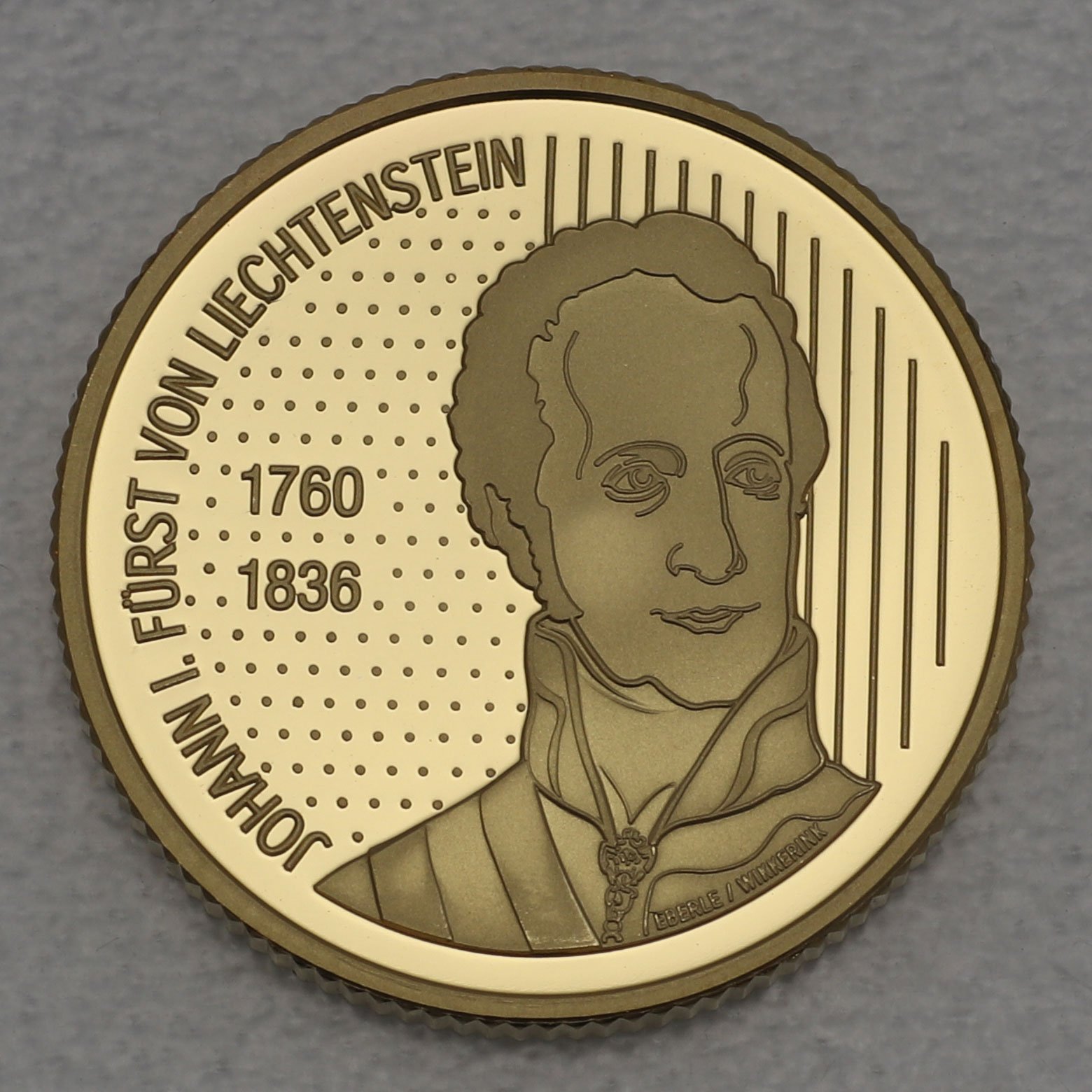 Goldmünze 50 Franken "200 Jahre Souveränität" 2006 Fürst Johann I. / 1760-1836 (Liechtenstein) - Hauptansicht