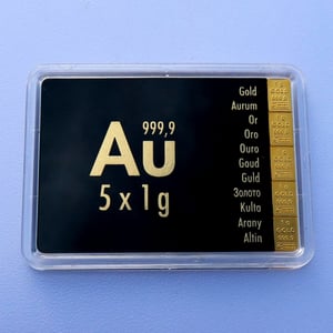 Goldtafel 5 x 1g "Au International" (Motivbox) - Hauptansicht