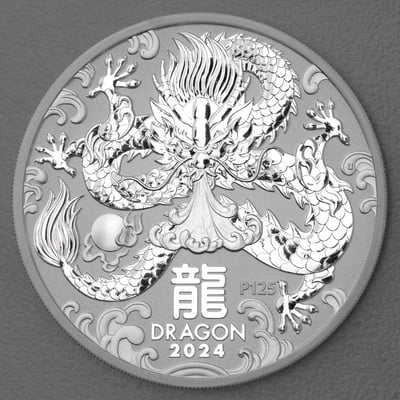 Silbermünze 2oz "Drache" 2024 Lunar III – Year of the Dragon diff. (Australien) - Hauptansicht