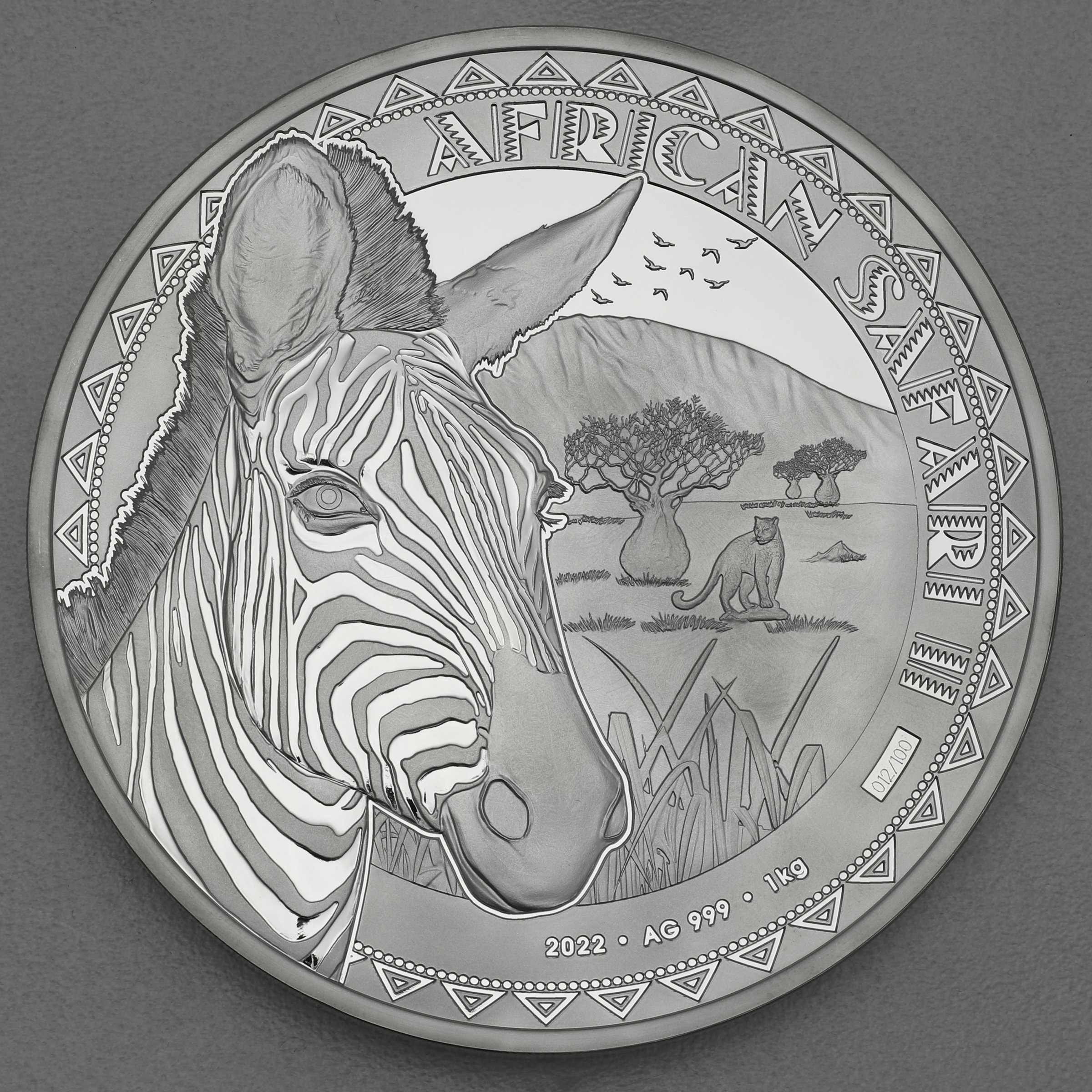 Silbermünze 1kg "Zebra" 2022 African Safari II (Tschad) - Hauptansicht