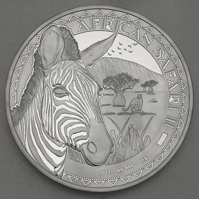 Silbermünze 1kg "Zebra" 2022 African Safari II (Tschad) - Miniaturansicht 1