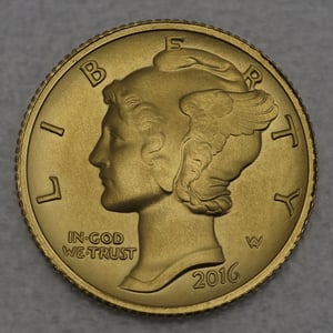 Goldmünze 1/10oz "Mercury Dime Centennial" 2016 (USA) - Hauptansicht