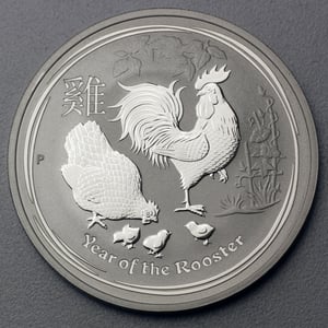 Silbermünze 5oz "Hahn" 2017 Lunar II – Year of the Rooster (Australien) - Miniaturansicht 1