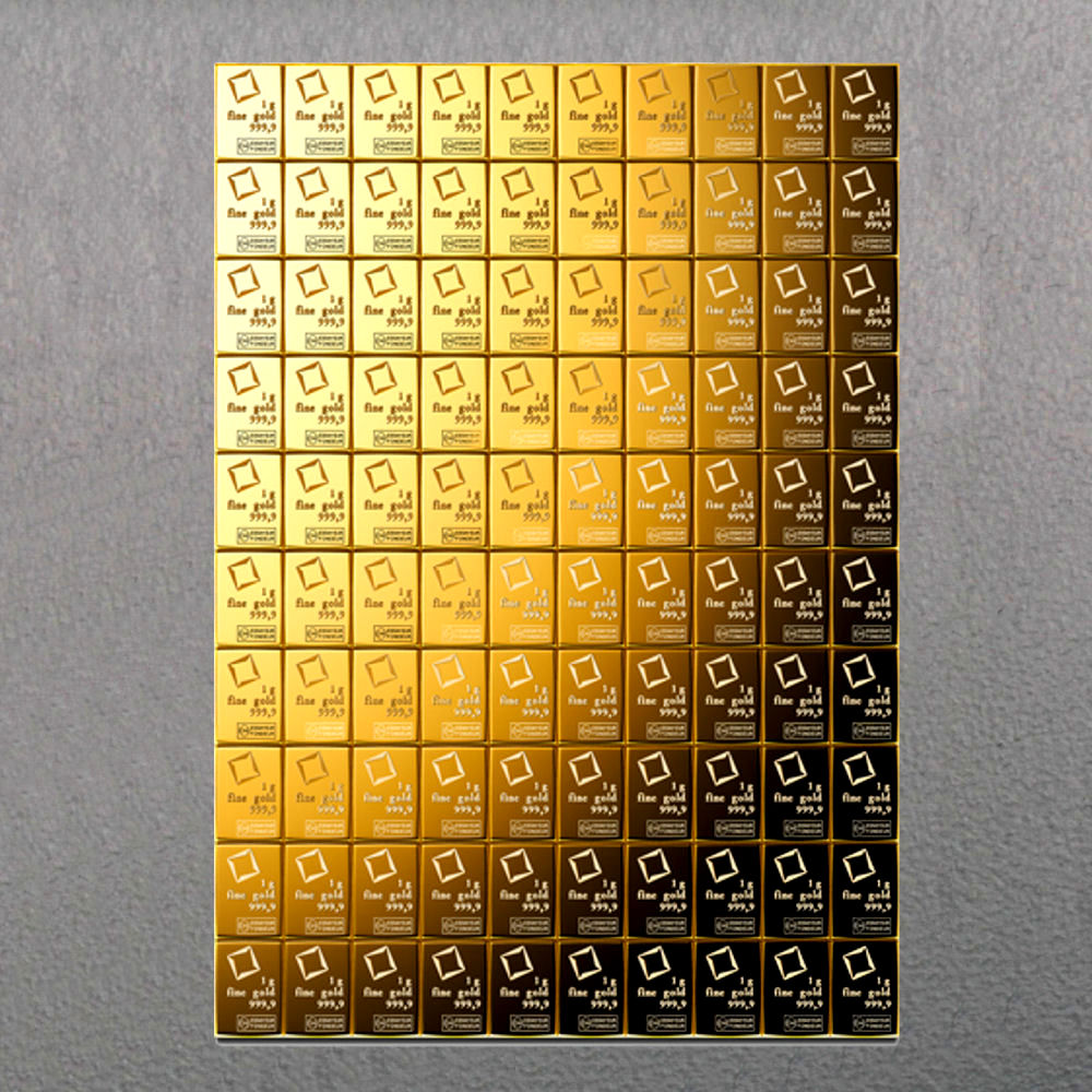 Goldtafel VALCAMBI (100x 1g Au) "CombiBar" - Detailansicht 1