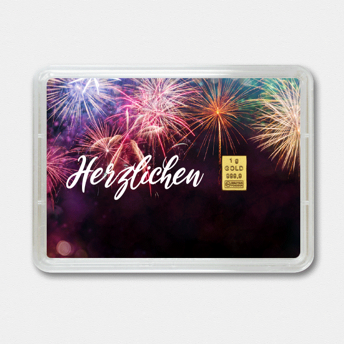 Goldbarren 1g "Glückwunsch" (Flip) - Hauptansicht