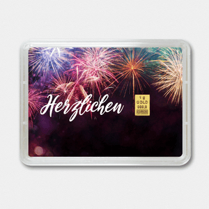 Goldbarren 1g "Glückwunsch" (Flip) - Hauptansicht