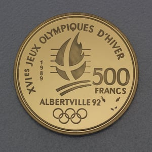 Goldmünze 500 Francs "Alpin Skiing" 1989 (Frankreich) - Miniaturansicht 2