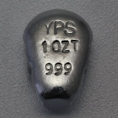 Silber 3-D Barren "Totenkopf" 1oz, gegossen - Miniaturansicht 2