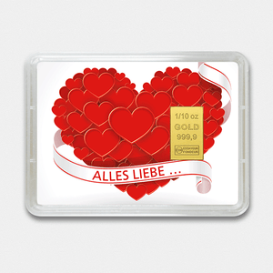 Goldbarren 1/10oz "Alles Liebe" (Flip) - Miniaturansicht 1