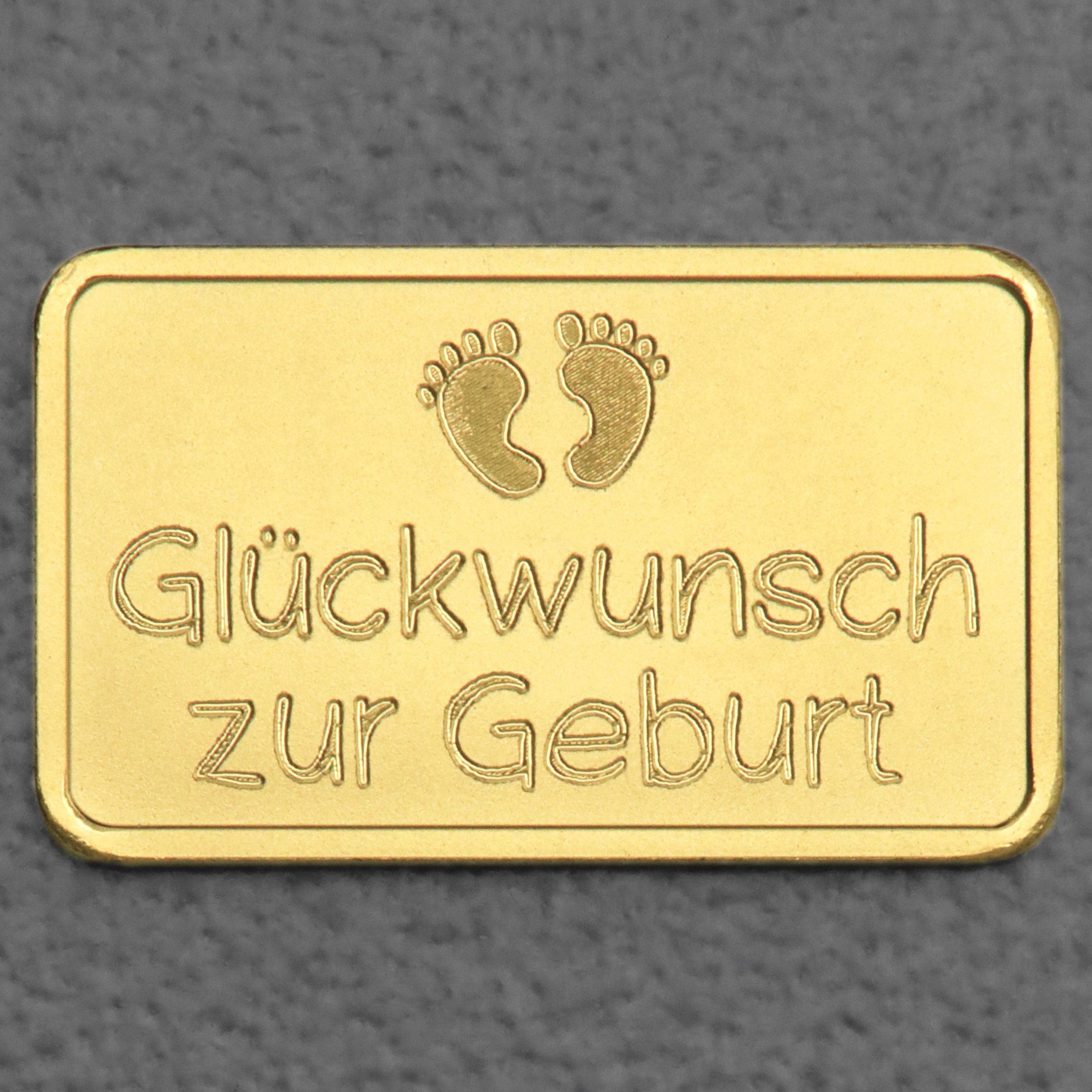 Goldbarren 2,5g Gravur "Zur Geburt" - Hauptansicht